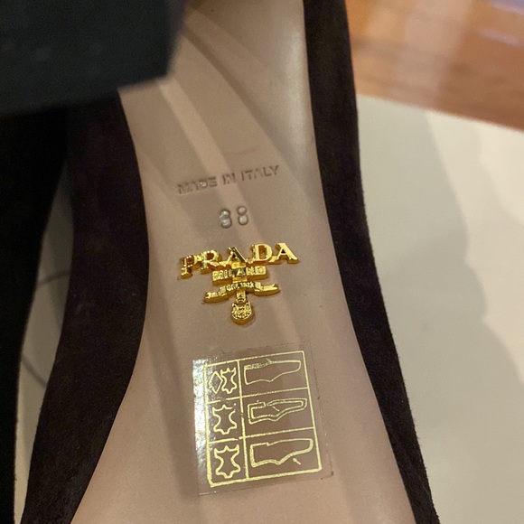 Prada Calzature Donna Camoscio brown suede peep toe boots size 38/8 - Picture 6 of 10